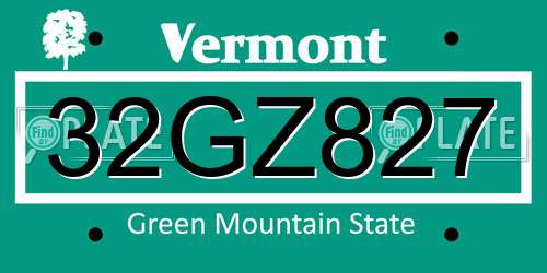 32GZ827 Vermont License Plate