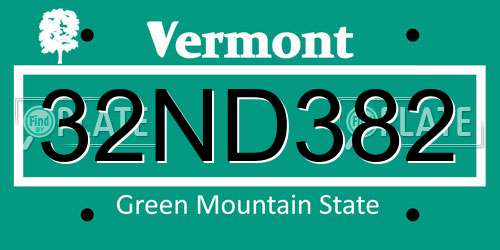 32ND382 Vermont License Plate