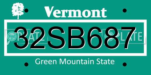 32SB687 Vermont License Plate