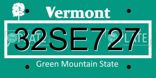 32SE727 Vermont License Plate