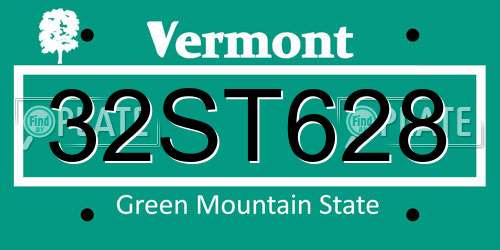 32ST628 Vermont License Plate