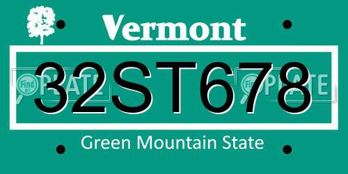 32ST678 Vermont License Plate
