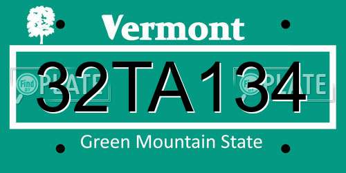 32TA134 Vermont License Plate