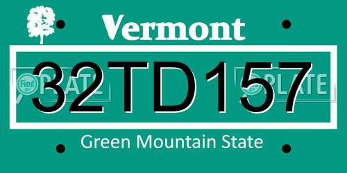 32TD157 Vermont License Plate
