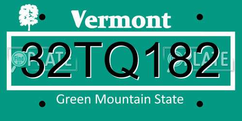 32TQ182 Vermont License Plate