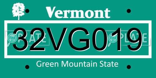 32VG019 Vermont License Plate