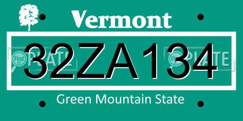 32ZA134 Vermont License Plate