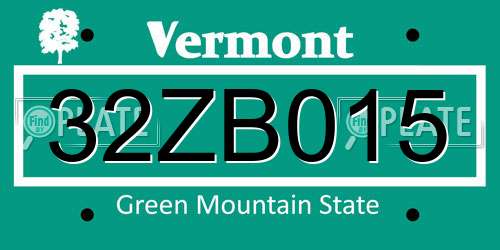 32ZB015 Vermont License Plate