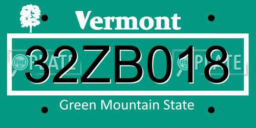 32ZB018 Vermont License Plate