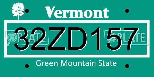 32ZD157 Vermont License Plate