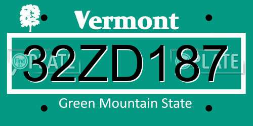 32ZD187 Vermont License Plate