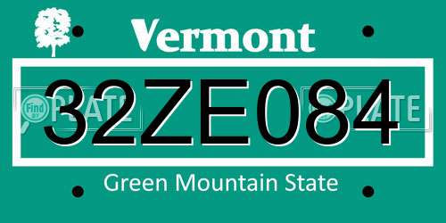 32ZE084 Vermont License Plate