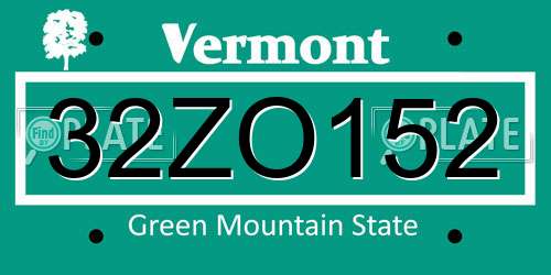 32ZO152 Vermont License Plate