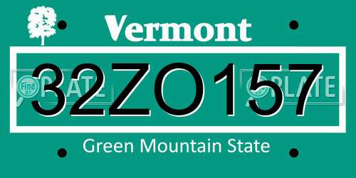32ZO157 Vermont License Plate