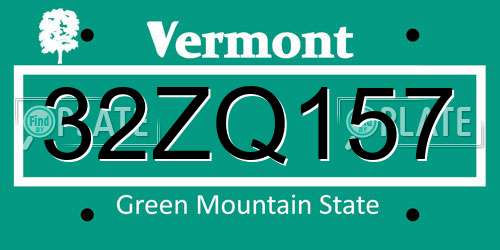 32ZQ157 Vermont License Plate