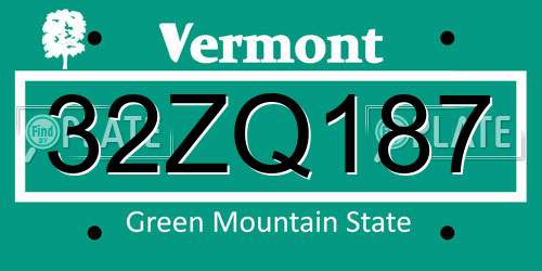 32ZQ187 Vermont License Plate