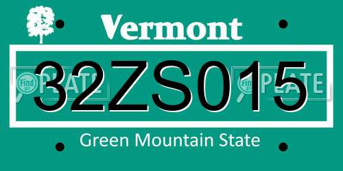 32ZS015 Vermont License Plate