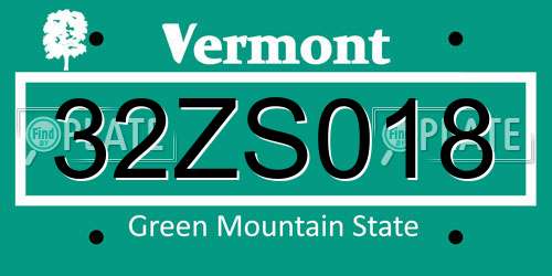 32ZS018 Vermont License Plate