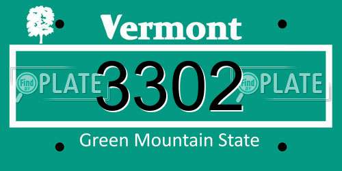 3302 Vermont License Plate