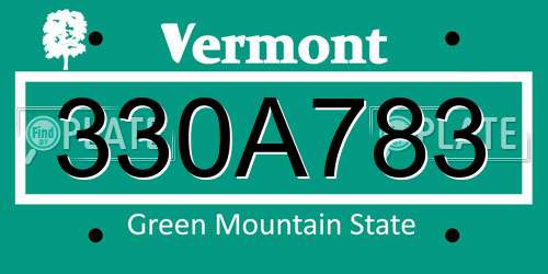 330A783 Vermont License Plate