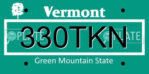 330TKN Vermont License Plate