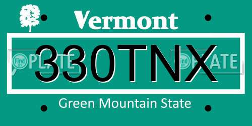 330TNX Vermont License Plate