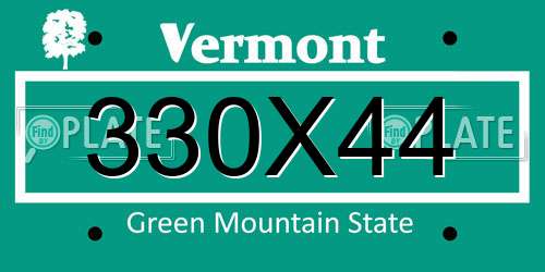 330X44 Vermont License Plate