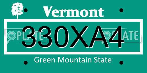 330XA4 Vermont License Plate