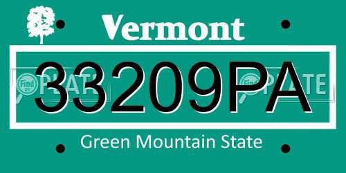 33209PA Vermont License Plate
