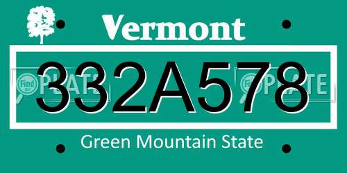 332A578 Vermont License Plate