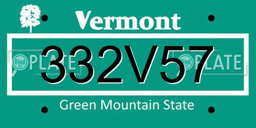 332V57 Vermont License Plate