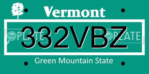 332VBZ Vermont License Plate