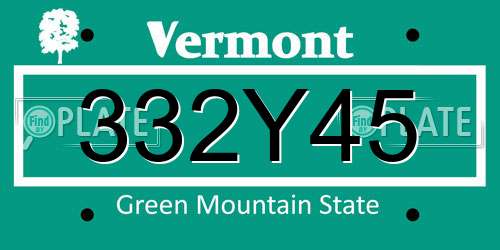 332Y45 Vermont License Plate