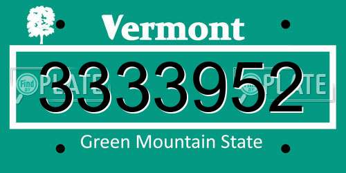 3333952 Vermont License Plate