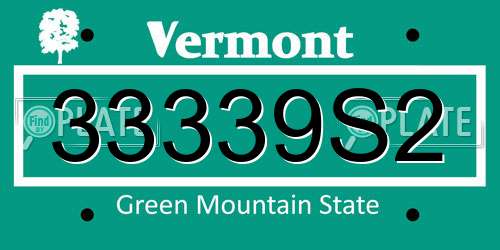 33339S2 Vermont License Plate