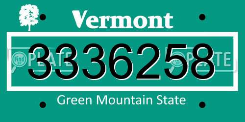 3336258 Vermont License Plate