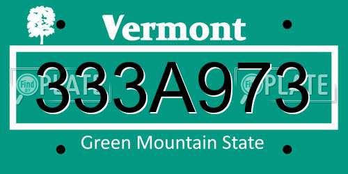 333A973 Vermont License Plate