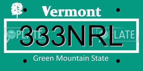 333NRL Vermont License Plate