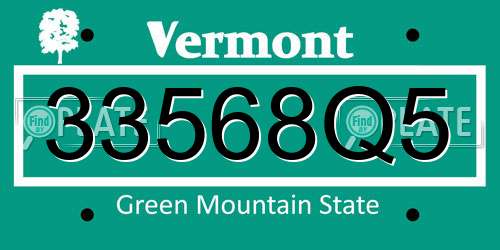 33568Q5 Vermont License Plate