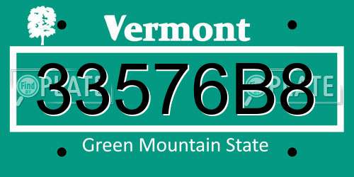 33576B8 Vermont License Plate