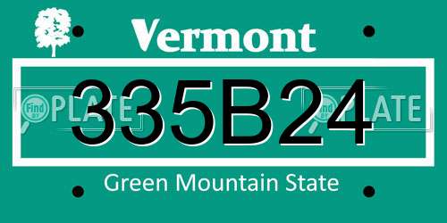 335B24 Vermont License Plate