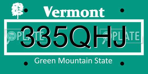 335QHJ Vermont License Plate