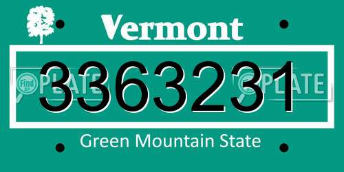 3363231 Vermont License Plate