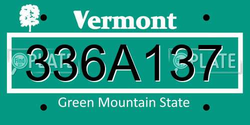 336A137 Vermont License Plate