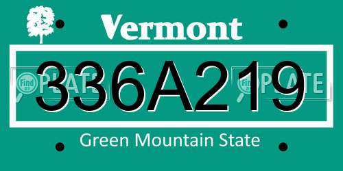 336A219 Vermont License Plate