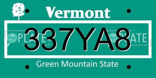 337YA8 Vermont License Plate