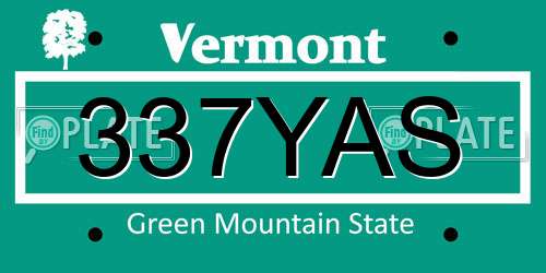 337YAS Vermont License Plate