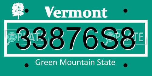 33876S8 Vermont License Plate