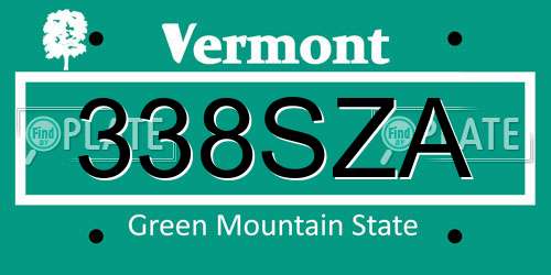 338SZA Vermont License Plate
