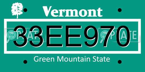 33EE970 Vermont License Plate